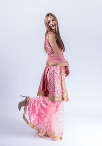 Fancy Heavy Embroidered Flamingo Pink Sharara Suit