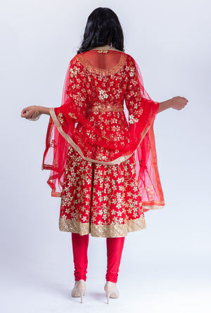 Fancy Heavy Embroidered Candy Apple Red Salwar Kameez