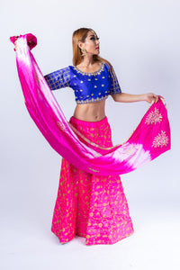 Fancy Silk Hot Pink Embroidered Lehenga Skirt