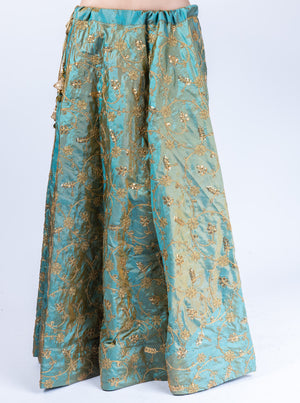 Silk Sage Green Embroidered Lehenga Skirt
