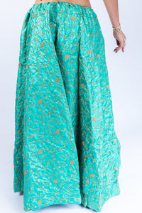 Silk Turquoise Blue Embroidered Lehenga Skirt