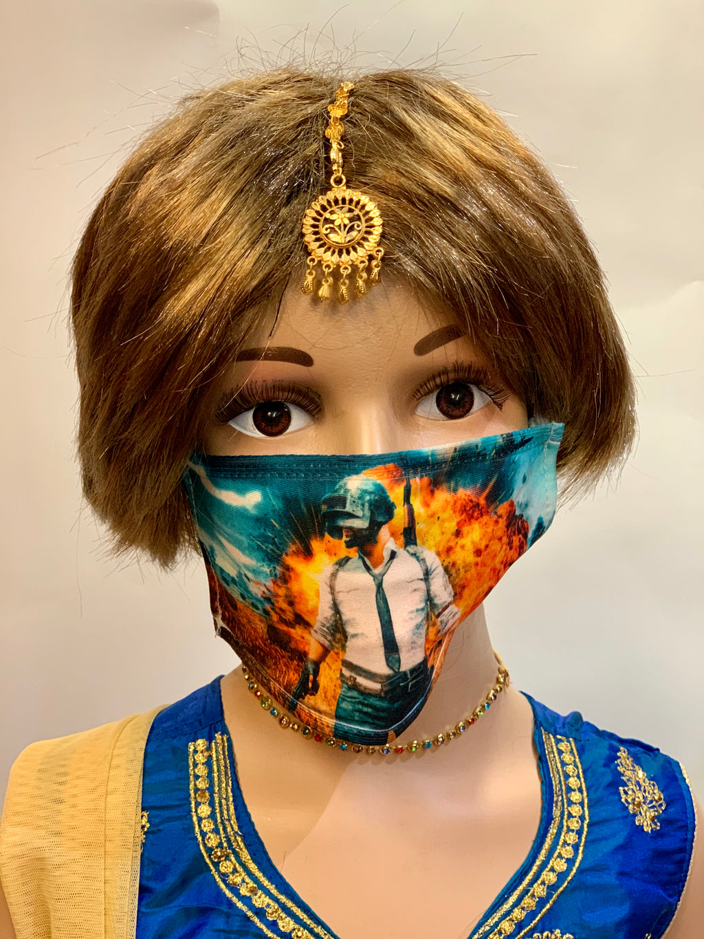 Kid's PUBG Mobile Characters Unisex Digital Printed Cloth Face Masks