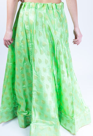 Silk Jhumki Motif Mint Green Lehenga Skirt