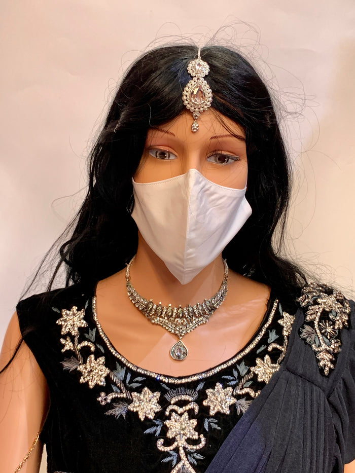 Unisex Designer Plain white Silk Cloth Face Masks