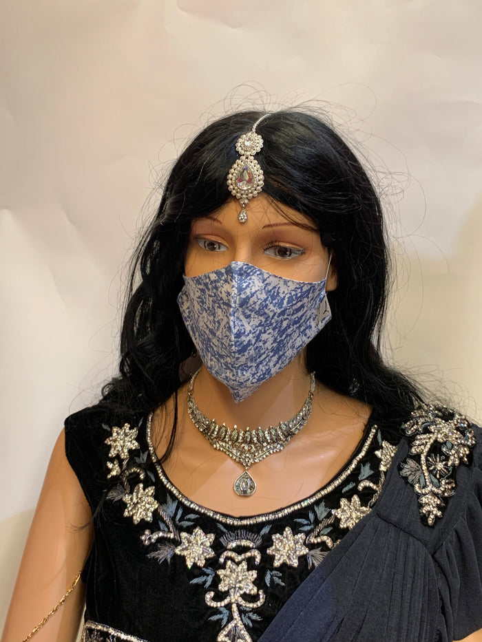 Unisex Designer Blue on white Printed Cloth Face Masks