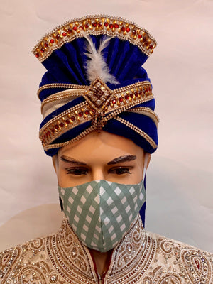 Unisex Designer Olive Green Gingham Pattern Cloth Face Masks