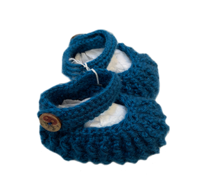 Blue Crochet Baby Booties