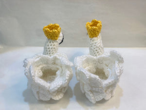 Handmade Crochet White Swan Baby Booties