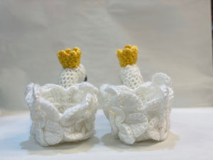 Handmade Crochet White Swan Baby Booties