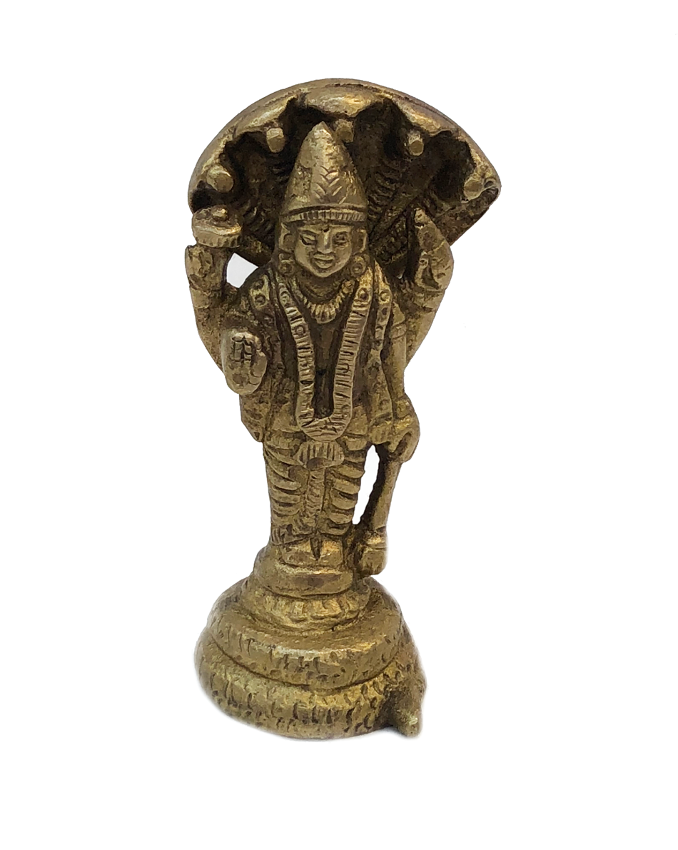 Brass Statue Of Lord Vishnu On Sheshnag