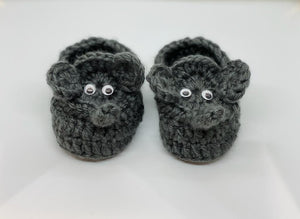 Crochet Iron Grey Elephant Baby Booties