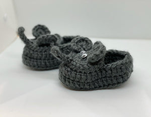 Crochet Iron Grey Elephant Baby Booties