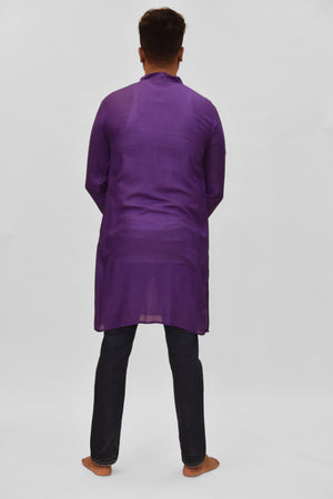 Soft Cotton Knee Length Irish Purple Kurta