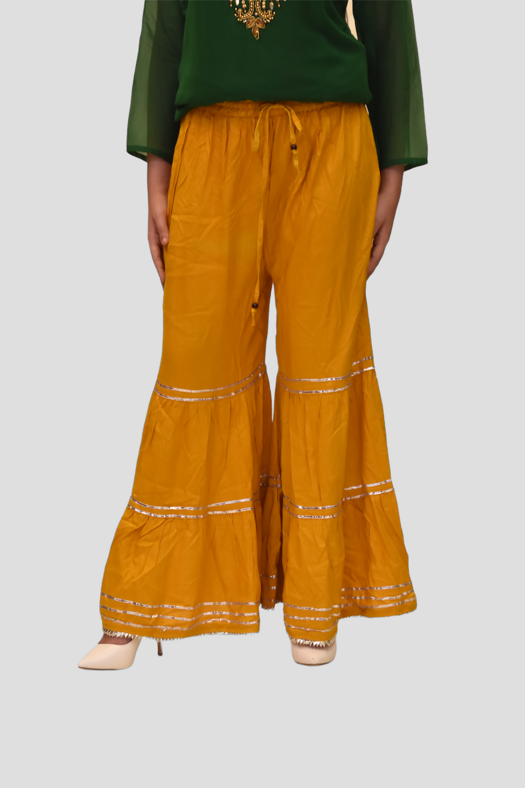 Cotton Silk Fire Yellow Sharara pants