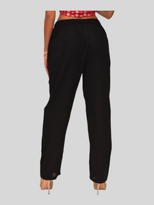 Unisex Cotton Jade  Black Straight  pants