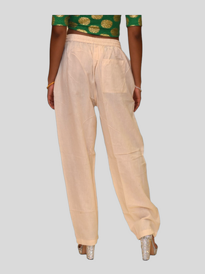 Unisex Cotton Macaroon Cream Straight  pants