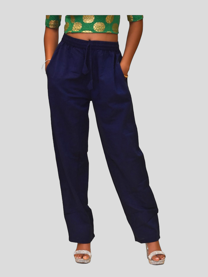 Unisex Cotton Space Blue Straight  pants