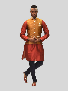 Silk Royal Dijon Mustard Yellow Modi Vest Heritage India Fashions