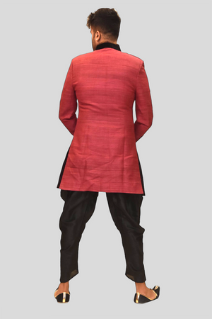 Silk Apple Peachy Red Sherwani  / Jacket