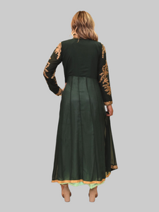 Silk Light Mint Green With Detachable Embroidered Castleton Green Jacket Gown Silk Light Mint Green With Detachable Embroidered Castleton Green Jacket Gown