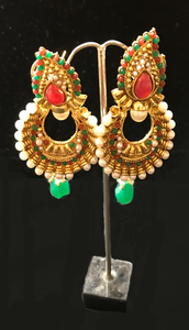 Red and Green Victorian Earrings Heritage India Fashions