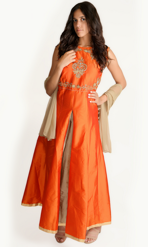 Blood Orange Embroidered Gown