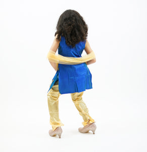 Silk Light Cobalt Blue Embroidered Girl's Salwar Suit